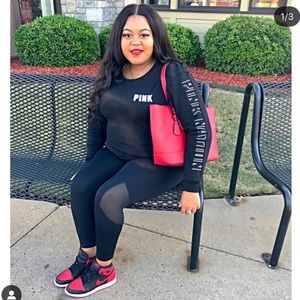 Black Pink Sweatshirt W/ Mesh Leggings